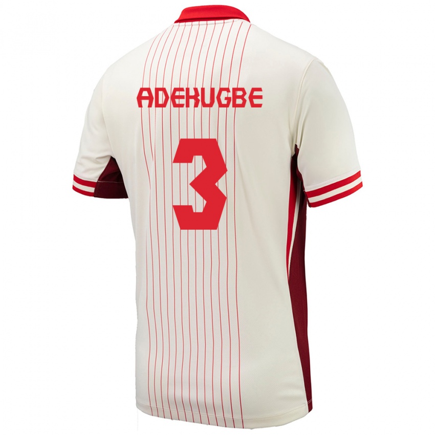 Børn Canada Samuel Adekugbe #3 Hvid Udebane Spillertrøjer 24-26 Trøje T-Shirt