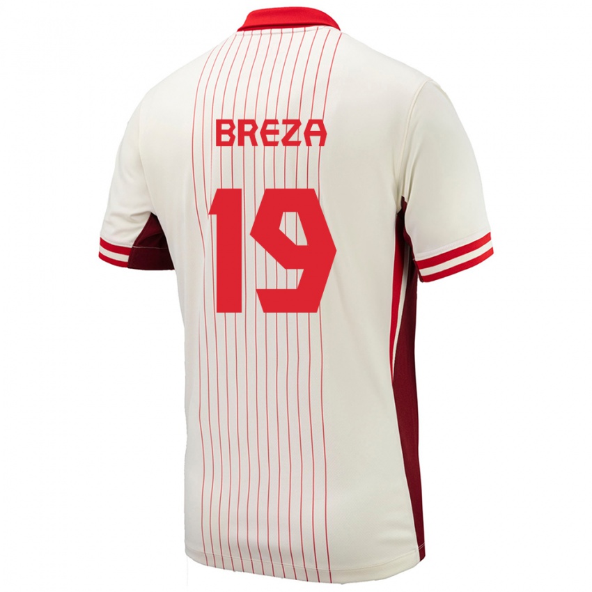 Børn Canada Sebastian Breza #19 Hvid Udebane Spillertrøjer 24-26 Trøje T-Shirt