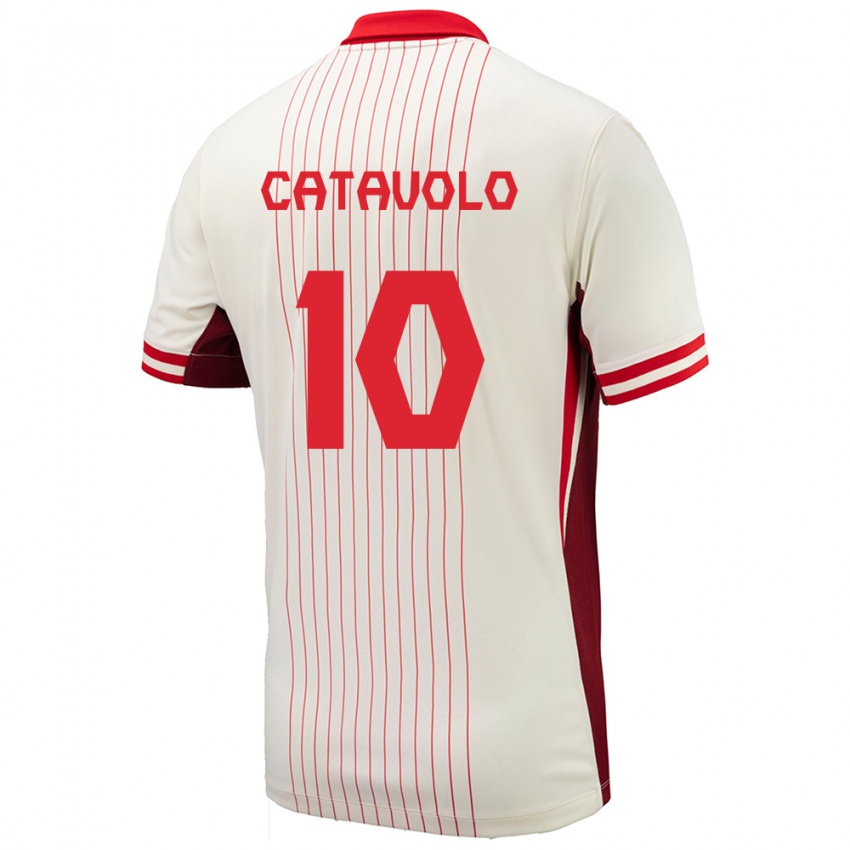 Børn Canada Matthew Catavolo #10 Hvid Udebane Spillertrøjer 24-26 Trøje T-Shirt