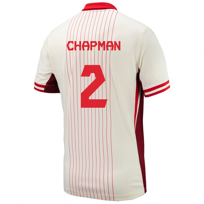 Børn Canada Allysha Chapman #2 Hvid Udebane Spillertrøjer 24-26 Trøje T-Shirt