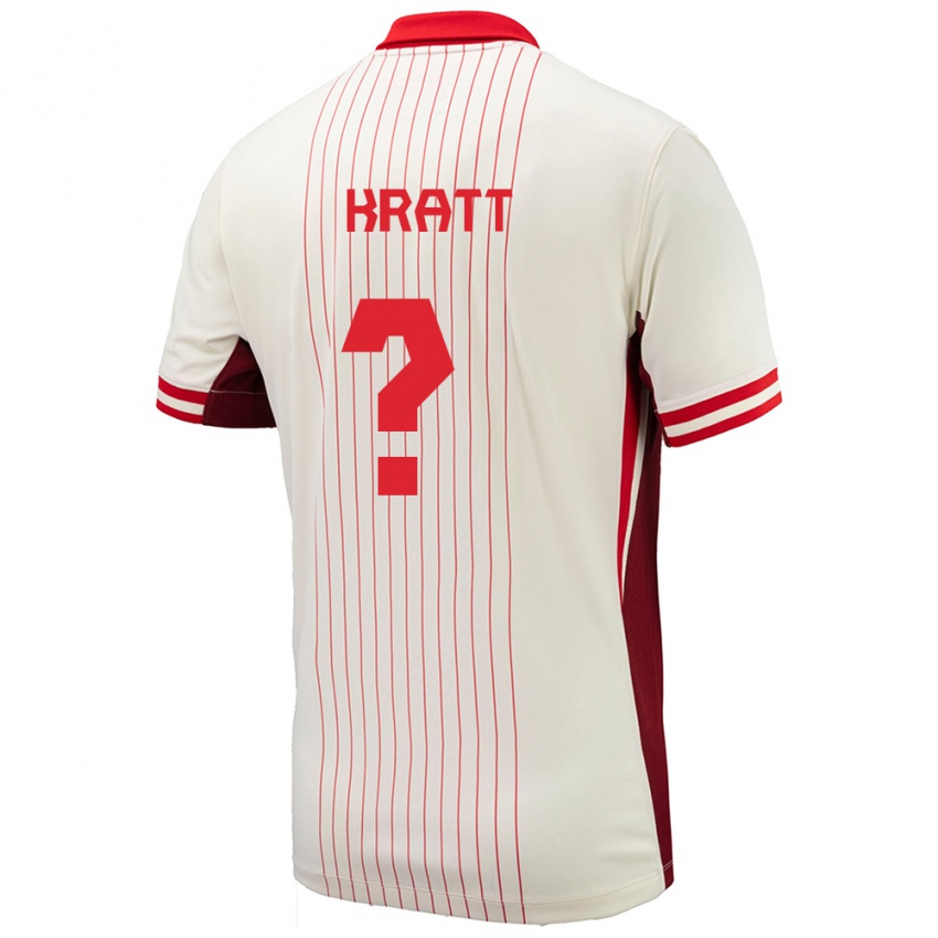 Børn Canada Ronan Kratt #0 Hvid Udebane Spillertrøjer 24-26 Trøje T-Shirt