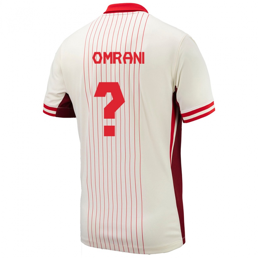 Børn Canada Shyon Omrani #0 Hvid Udebane Spillertrøjer 24-26 Trøje T-Shirt