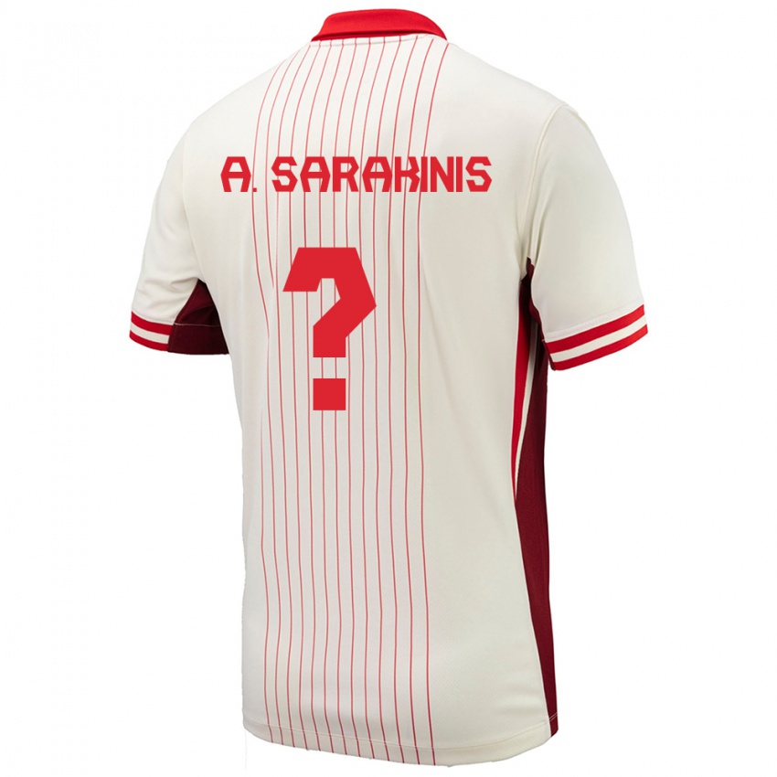 Børn Canada Alexander Sarakinis #0 Hvid Udebane Spillertrøjer 24-26 Trøje T-Shirt