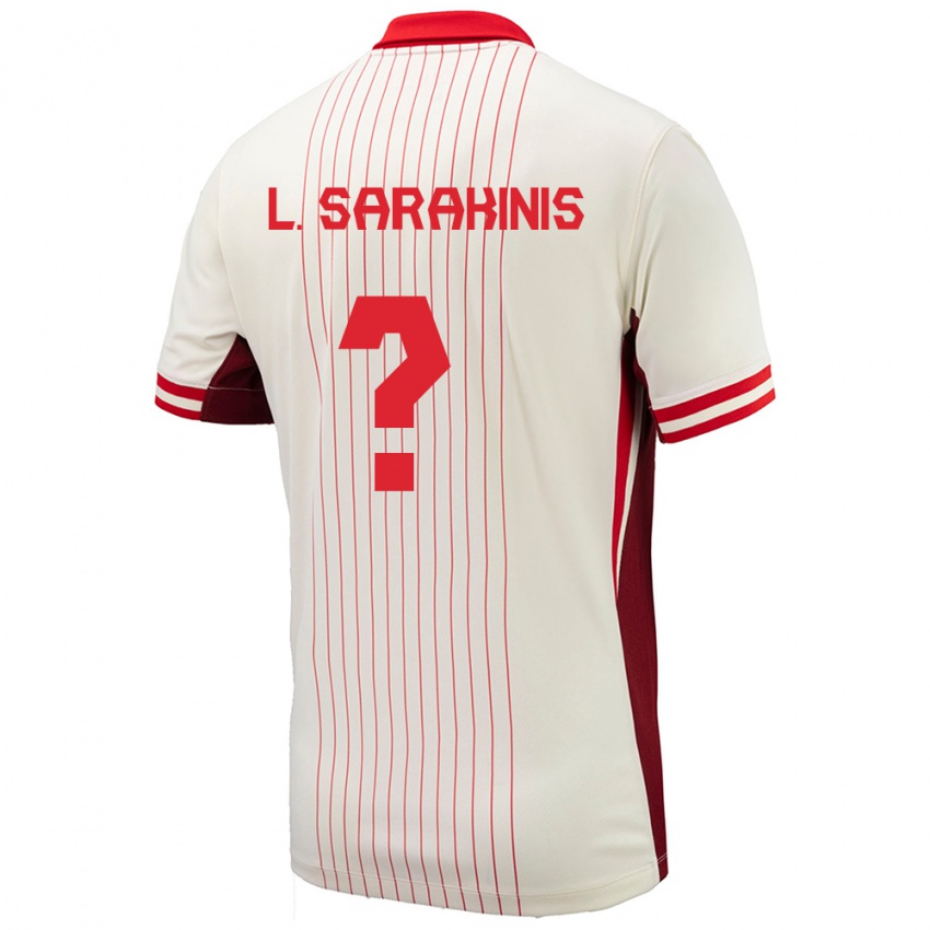 Børn Canada Lucas Sarakinis #0 Hvid Udebane Spillertrøjer 24-26 Trøje T-Shirt