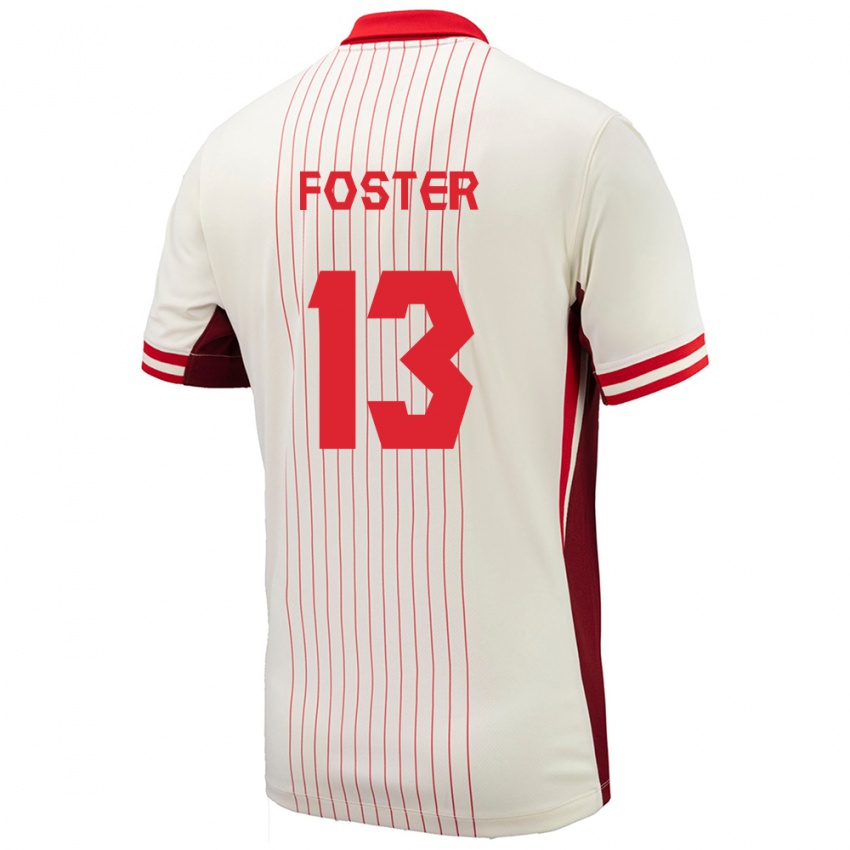 Børn Canada Rylee Foster #13 Hvid Udebane Spillertrøjer 24-26 Trøje T-Shirt