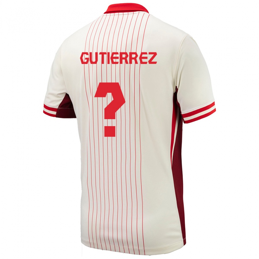 Børn Canada Cristián Gutiérrez #0 Hvid Udebane Spillertrøjer 24-26 Trøje T-Shirt