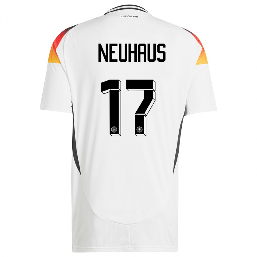 Mænd Tyskland Florian Neuhaus #17 Hvid Hjemmebane Spillertrøjer 24-26 Trøje T-Shirt