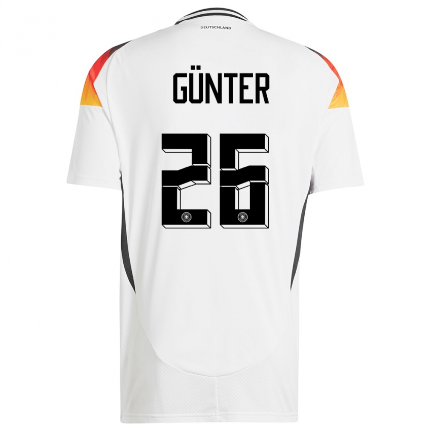 Mænd Tyskland Christian Günter #26 Hvid Hjemmebane Spillertrøjer 24-26 Trøje T-Shirt