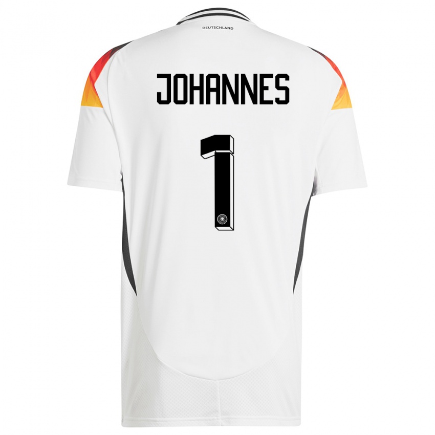 Mænd Tyskland Stina Johannes #1 Hvid Hjemmebane Spillertrøjer 24-26 Trøje T-Shirt