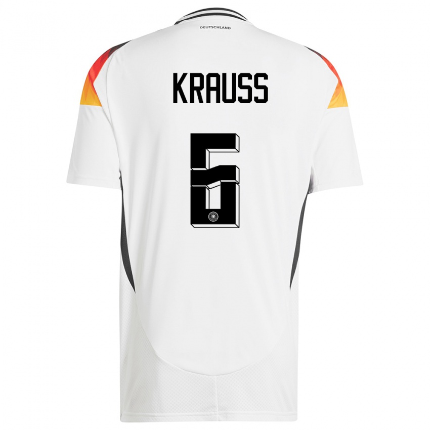 Mænd Tyskland Tom Kraub #6 Hvid Hjemmebane Spillertrøjer 24-26 Trøje T-Shirt