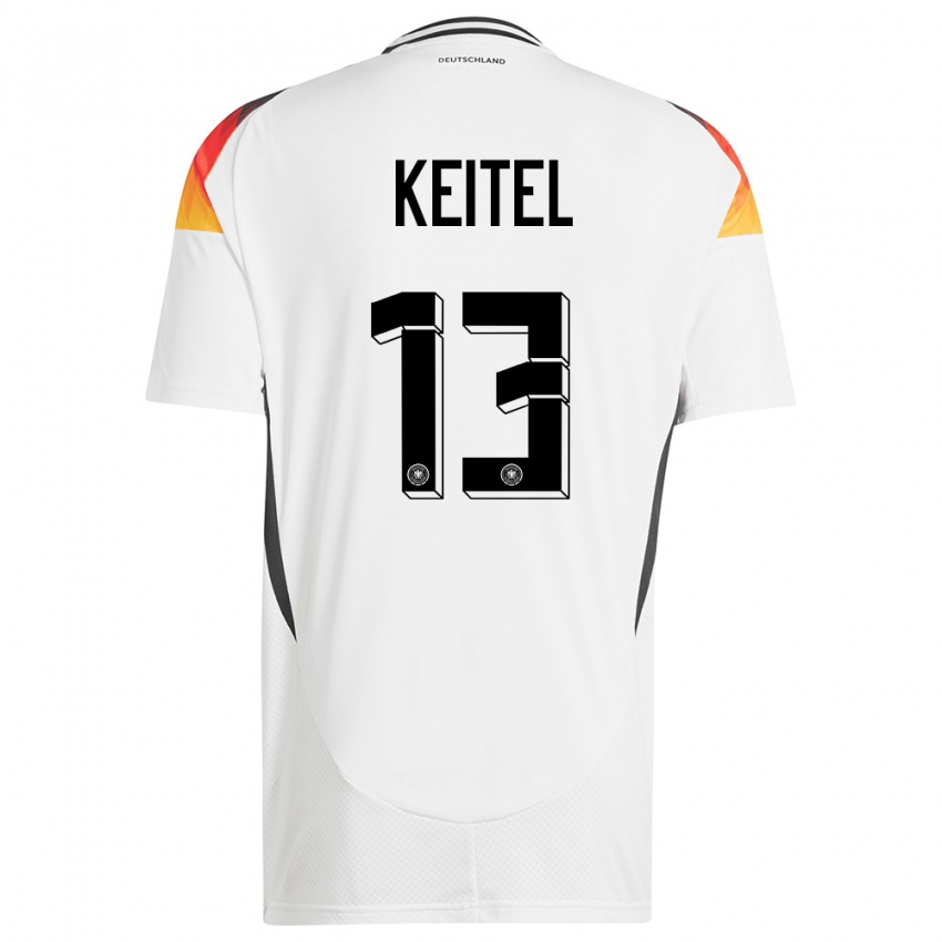 Mænd Tyskland Yannik Keitel #13 Hvid Hjemmebane Spillertrøjer 24-26 Trøje T-Shirt