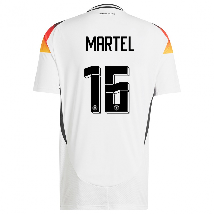 Mænd Tyskland Eric Martel #16 Hvid Hjemmebane Spillertrøjer 24-26 Trøje T-Shirt