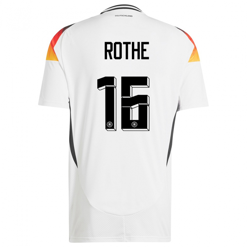 Mænd Tyskland Tom Rothe #16 Hvid Hjemmebane Spillertrøjer 24-26 Trøje T-Shirt