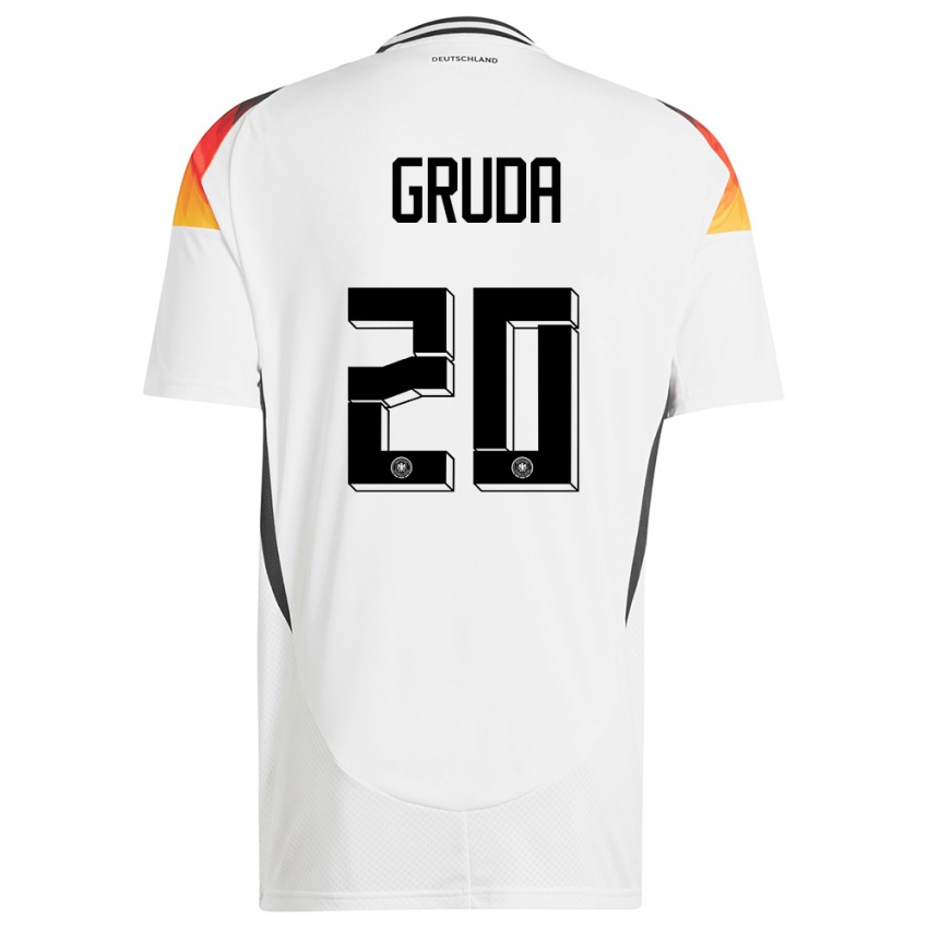 Mænd Tyskland Brajan Gruda #20 Hvid Hjemmebane Spillertrøjer 24-26 Trøje T-Shirt