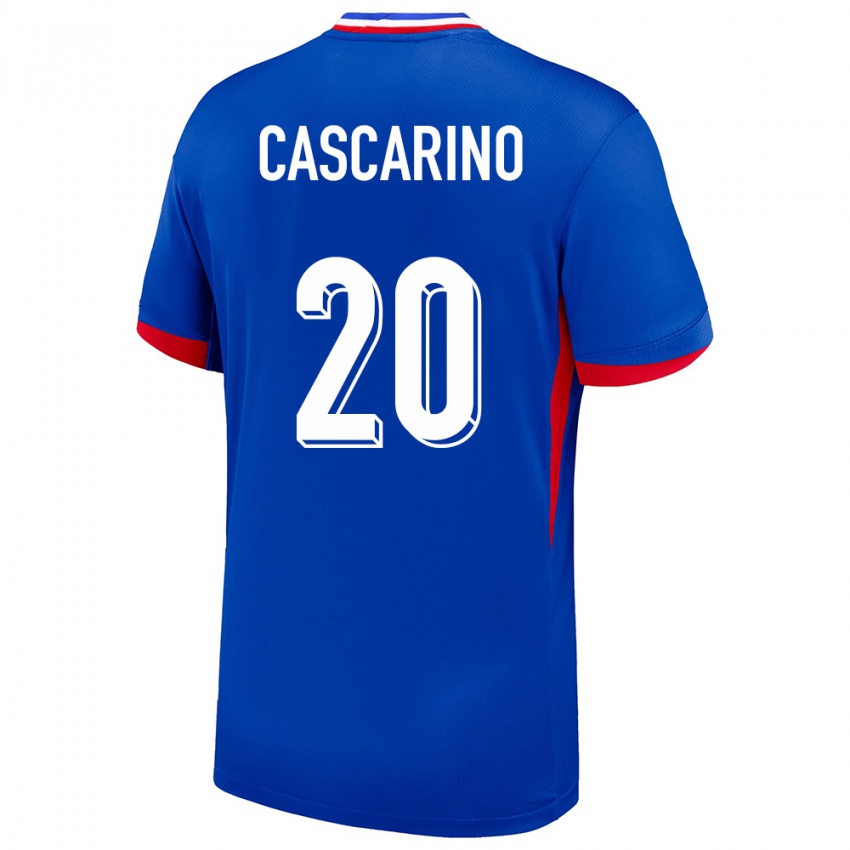 Mænd Frankrig Delphine Cascarino #20 Blå Hjemmebane Spillertrøjer 24-26 Trøje T-Shirt