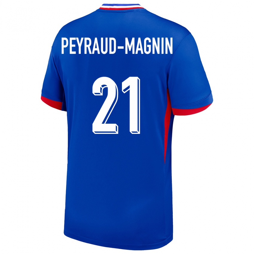 Mænd Frankrig Pauline Peyraud Magnin #21 Blå Hjemmebane Spillertrøjer 24-26 Trøje T-Shirt