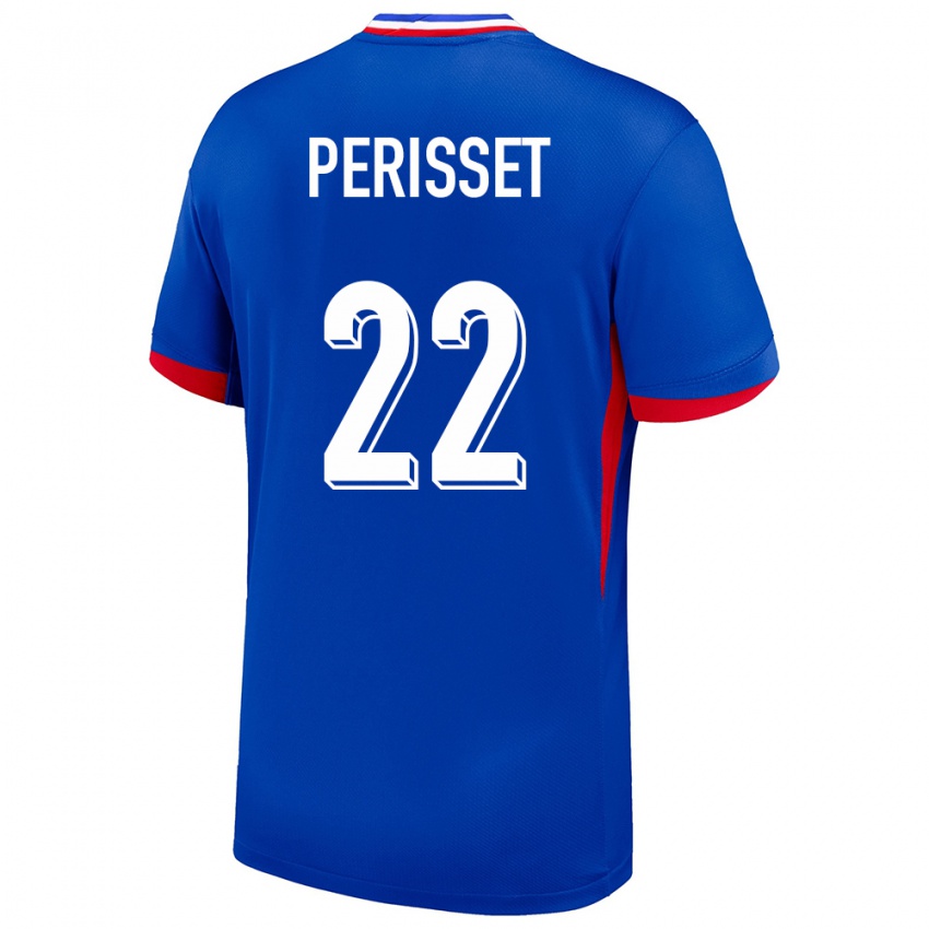 Mænd Frankrig Eve Perisset #22 Blå Hjemmebane Spillertrøjer 24-26 Trøje T-Shirt