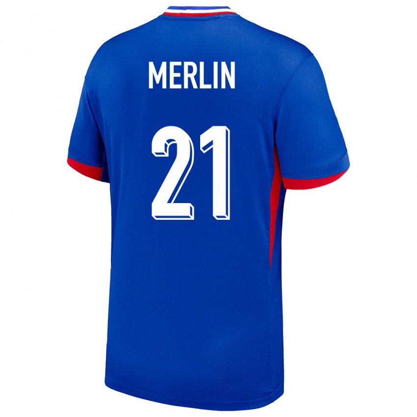 Mænd Frankrig Quentin Merlin #21 Blå Hjemmebane Spillertrøjer 24-26 Trøje T-Shirt