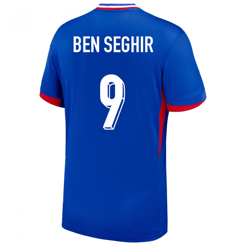 Mænd Frankrig Salim Ben Seghir #9 Blå Hjemmebane Spillertrøjer 24-26 Trøje T-Shirt
