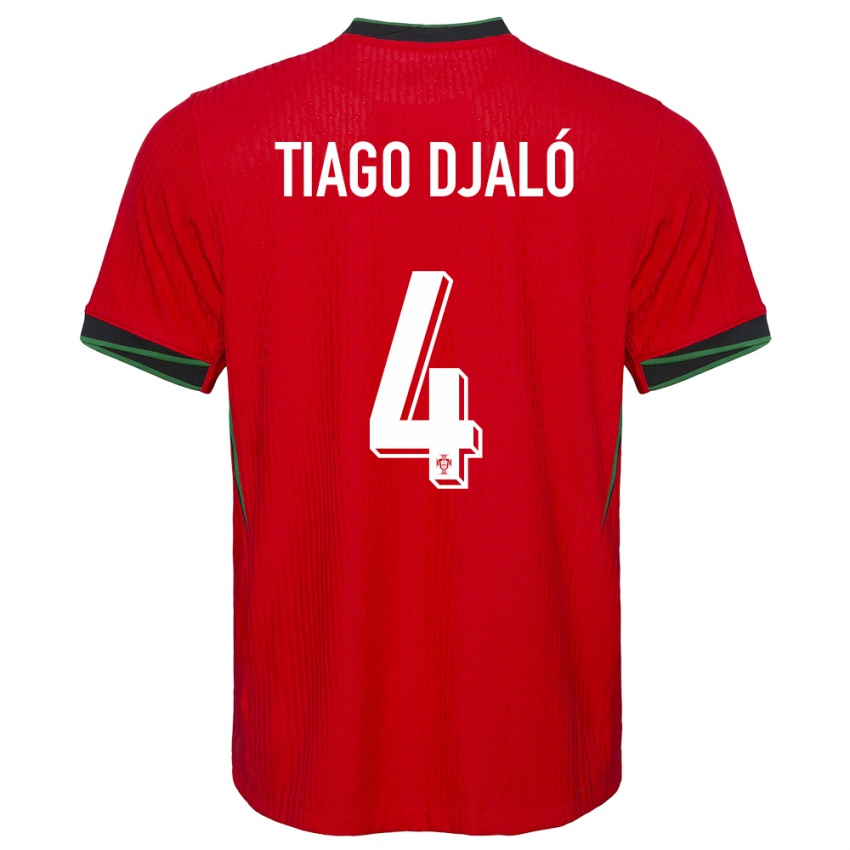 Mænd Portugal Tiago Djalo #4 Rød Hjemmebane Spillertrøjer 24-26 Trøje T-Shirt