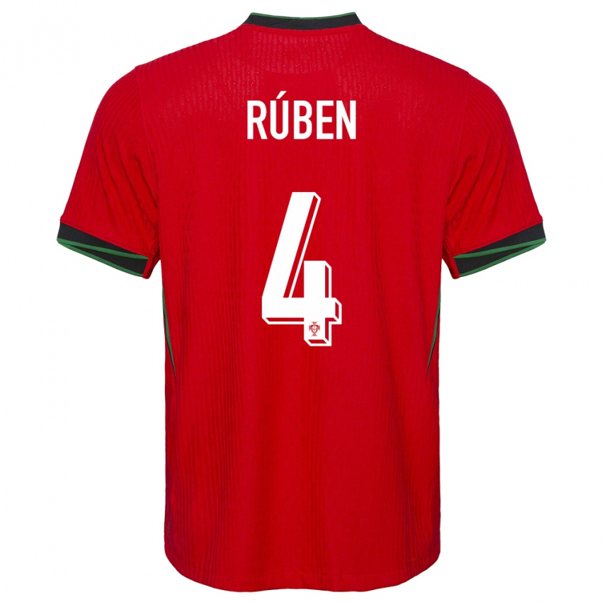 Mænd Portugal Ruben Dias #4 Rød Hjemmebane Spillertrøjer 24-26 Trøje T-Shirt