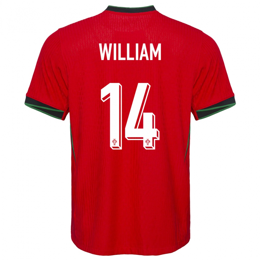 Mænd Portugal William Carvalho #14 Rød Hjemmebane Spillertrøjer 24-26 Trøje T-Shirt