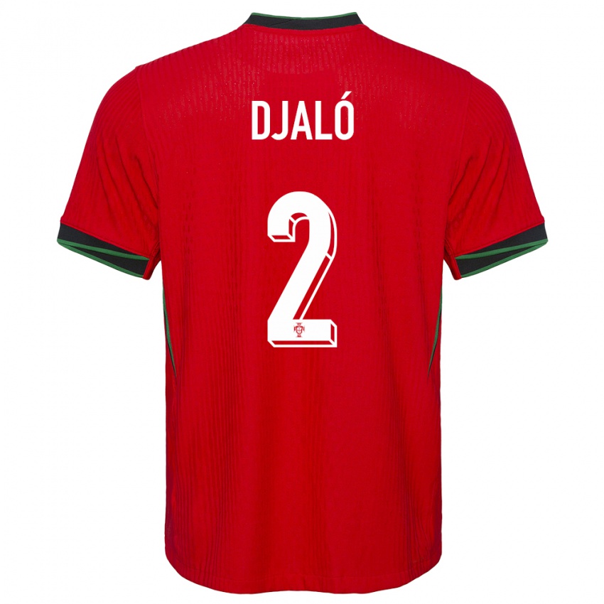 Mænd Portugal Tiago Djalo #2 Rød Hjemmebane Spillertrøjer 24-26 Trøje T-Shirt