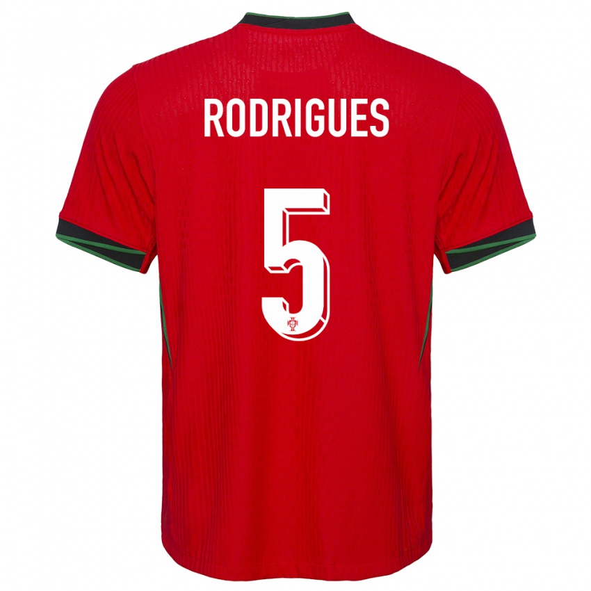 Mænd Portugal Rafael Rodrigues #5 Rød Hjemmebane Spillertrøjer 24-26 Trøje T-Shirt