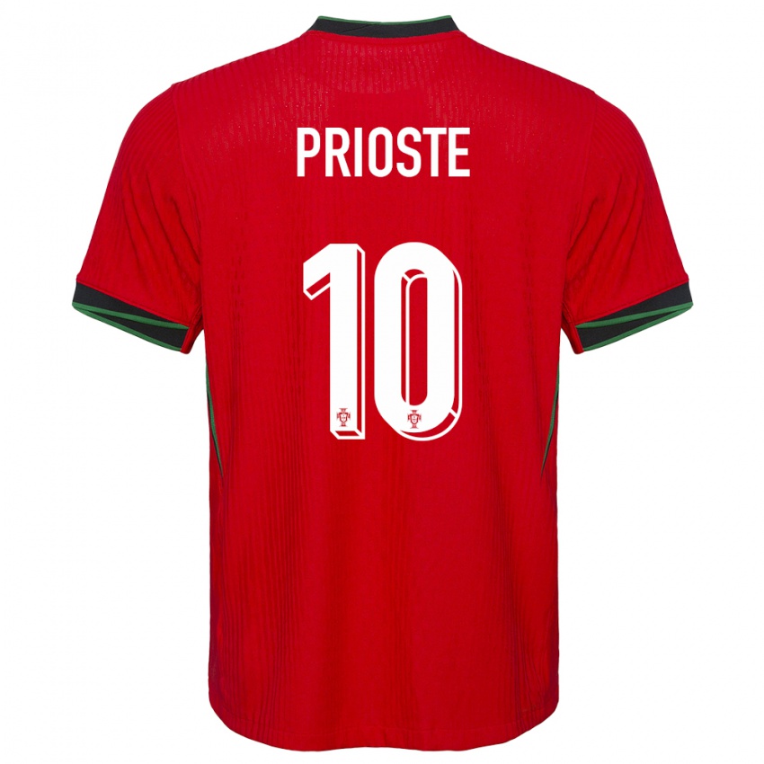Mænd Portugal Diogo Prioste #10 Rød Hjemmebane Spillertrøjer 24-26 Trøje T-Shirt