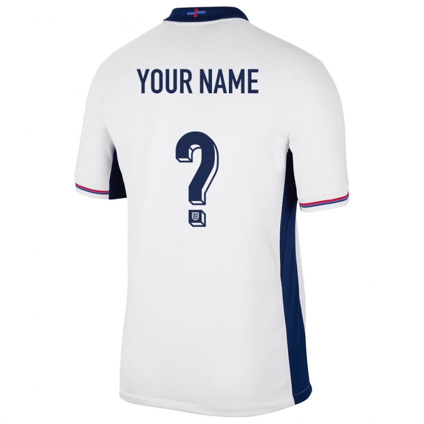 Mænd England Dit Navn #0 Hvid Hjemmebane Spillertrøjer 24-26 Trøje T-Shirt