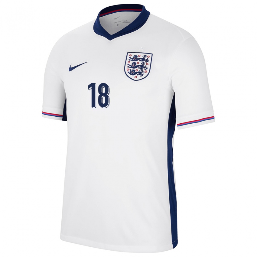 Mænd England Jordan Nobbs #18 Hvid Hjemmebane Spillertrøjer 24-26 Trøje T-Shirt