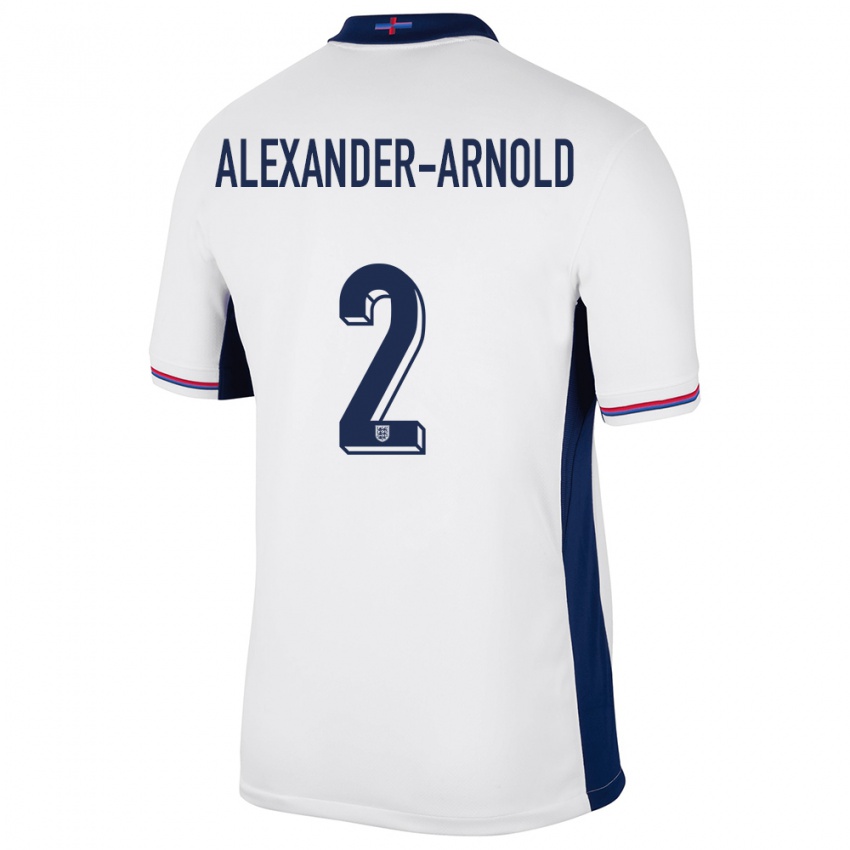 Mænd England Trent Alexander-Arnold #2 Hvid Hjemmebane Spillertrøjer 24-26 Trøje T-Shirt