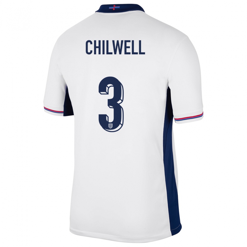 Mænd England Ben Chilwell #3 Hvid Hjemmebane Spillertrøjer 24-26 Trøje T-Shirt