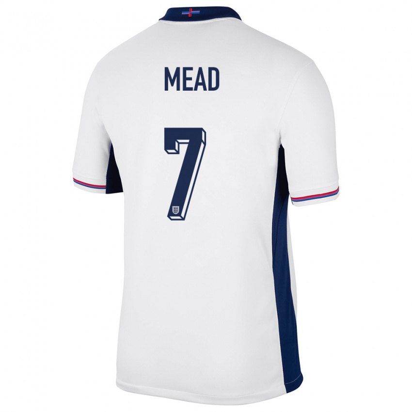 Mænd England Beth Mead #7 Hvid Hjemmebane Spillertrøjer 24-26 Trøje T-Shirt