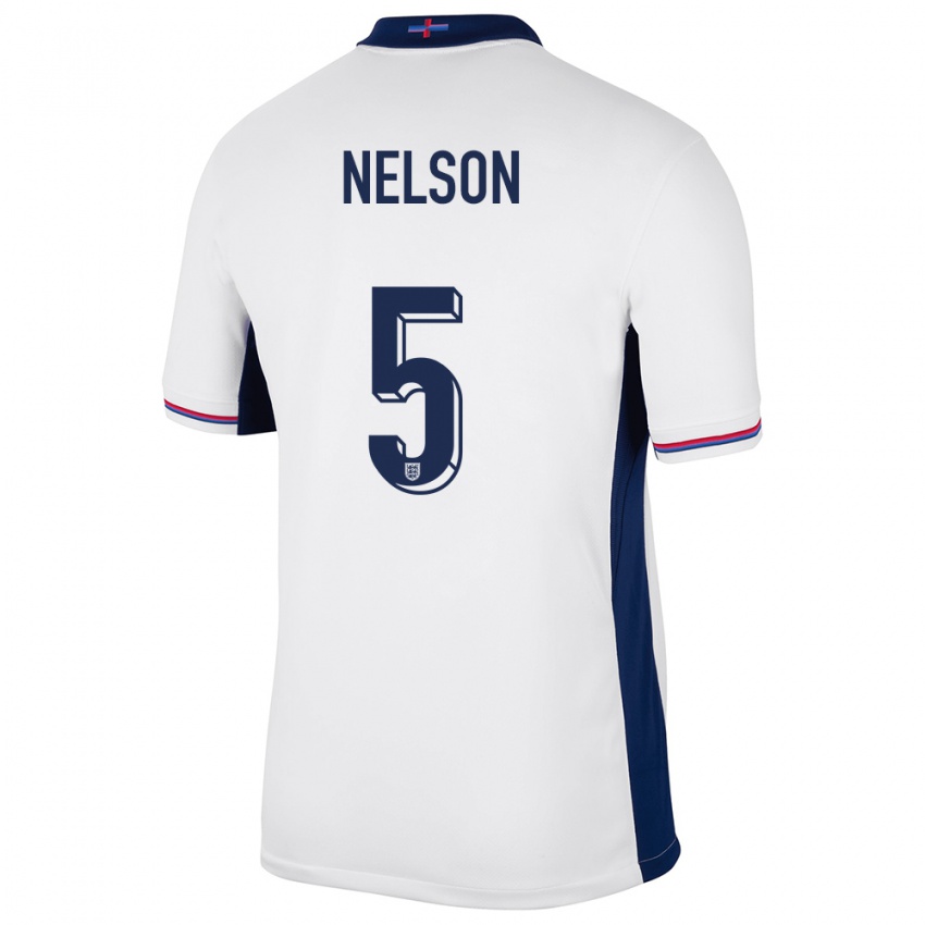 Mænd England Ben Nelson #5 Hvid Hjemmebane Spillertrøjer 24-26 Trøje T-Shirt
