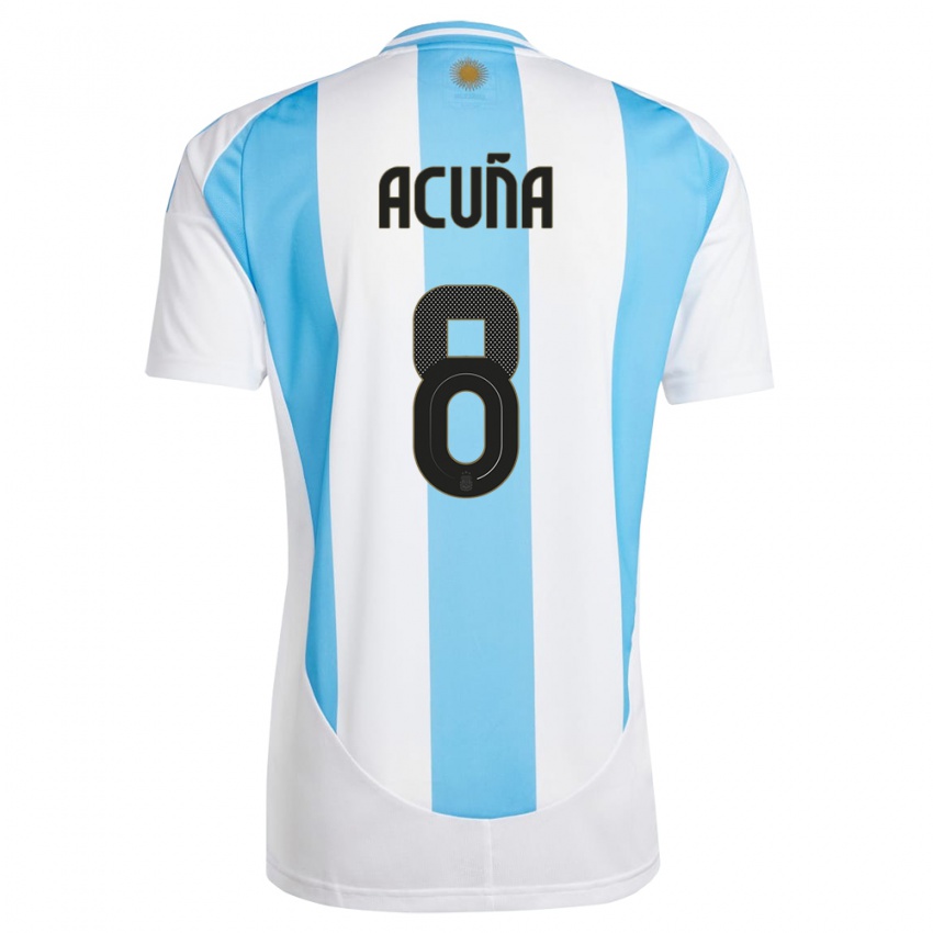 Mænd Argentina Marcos Acuna #8 Hvid Blå Hjemmebane Spillertrøjer 24-26 Trøje T-Shirt
