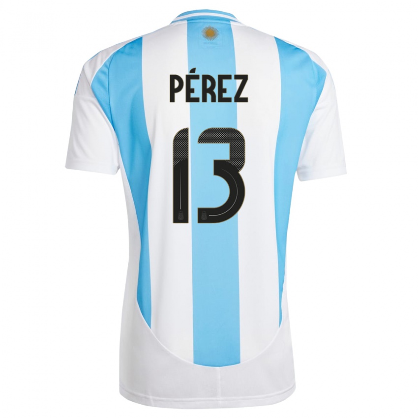 Mænd Argentina Nehuen Perez #13 Hvid Blå Hjemmebane Spillertrøjer 24-26 Trøje T-Shirt