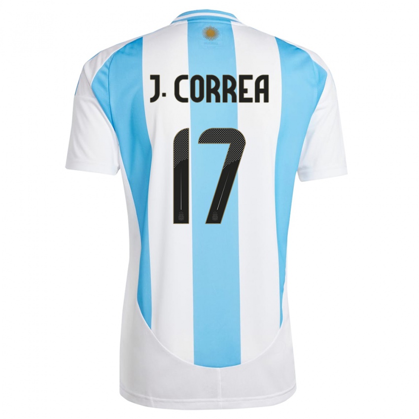 Mænd Argentina Joaquin Correa #17 Hvid Blå Hjemmebane Spillertrøjer 24-26 Trøje T-Shirt