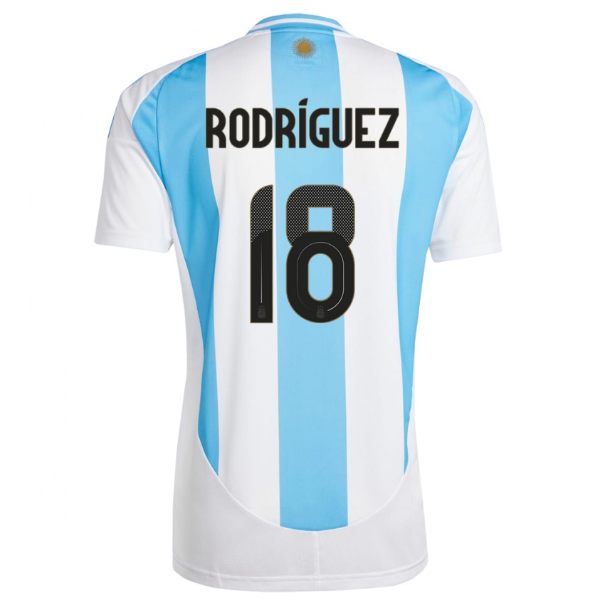 Mænd Argentina Guido Rodriguez #18 Hvid Blå Hjemmebane Spillertrøjer 24-26 Trøje T-Shirt