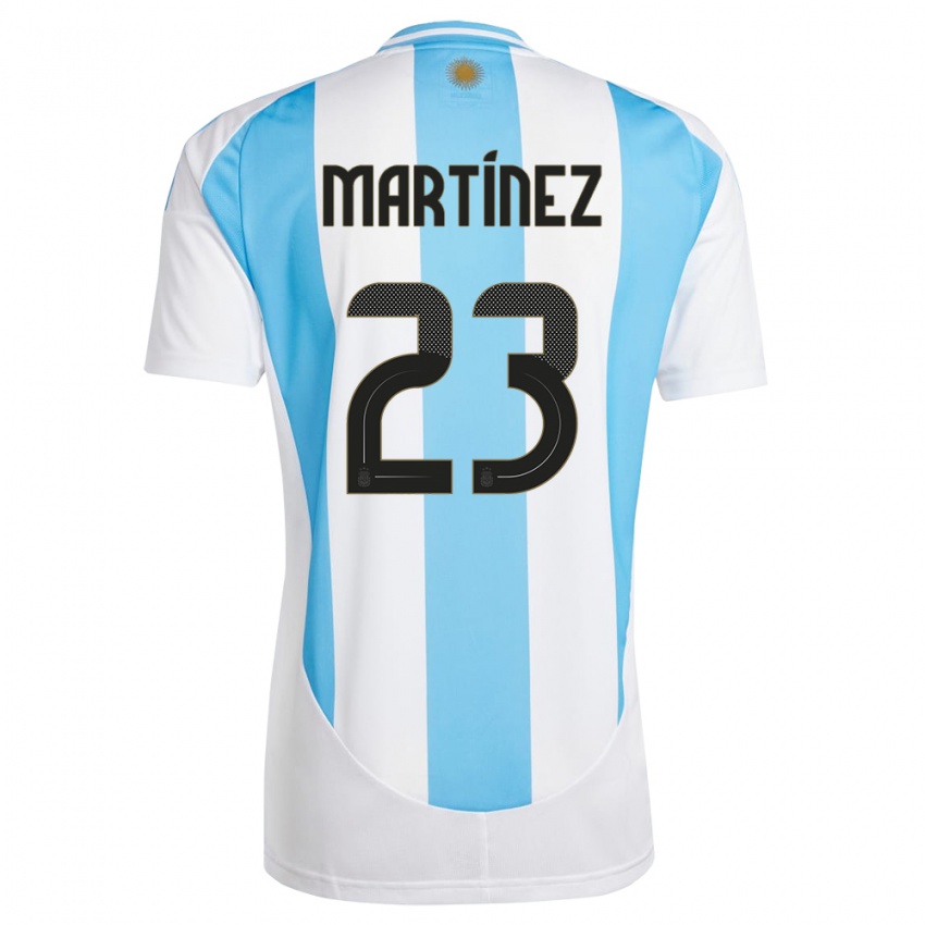 Mænd Argentina Emiliano Martinez #23 Hvid Blå Hjemmebane Spillertrøjer 24-26 Trøje T-Shirt