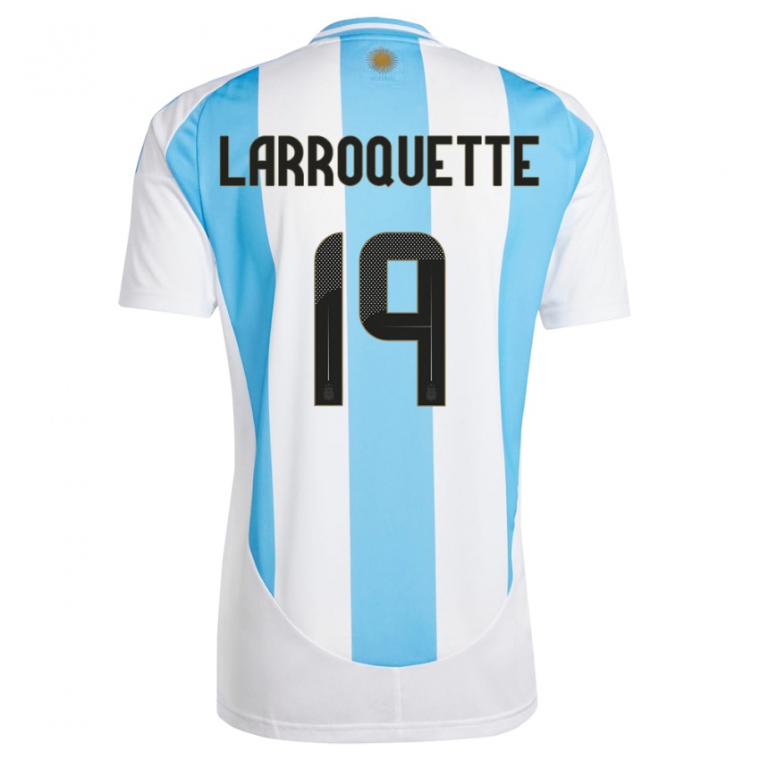 Mænd Argentina Mariana Larroquette #19 Hvid Blå Hjemmebane Spillertrøjer 24-26 Trøje T-Shirt