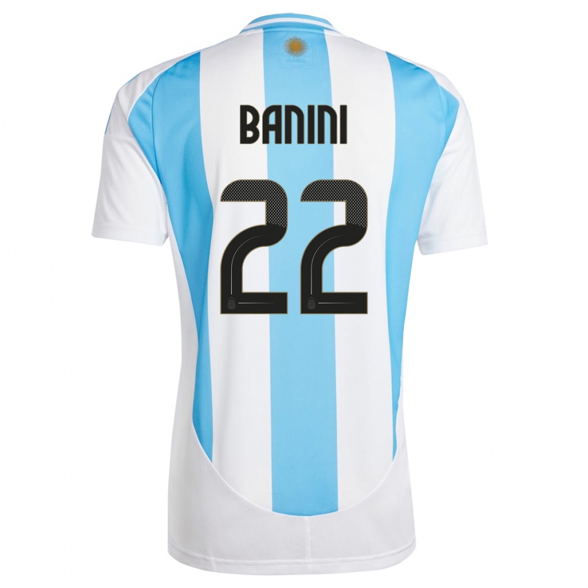 Mænd Argentina Estefania Banini #22 Hvid Blå Hjemmebane Spillertrøjer 24-26 Trøje T-Shirt