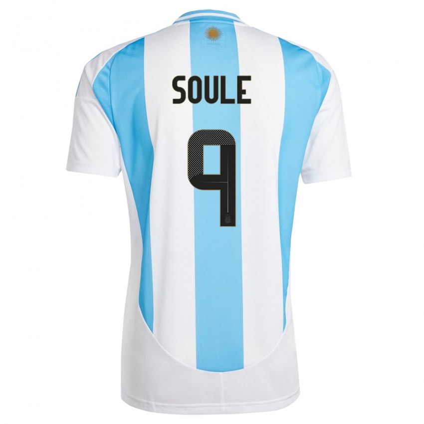 Mænd Argentina Matias Soule #9 Hvid Blå Hjemmebane Spillertrøjer 24-26 Trøje T-Shirt