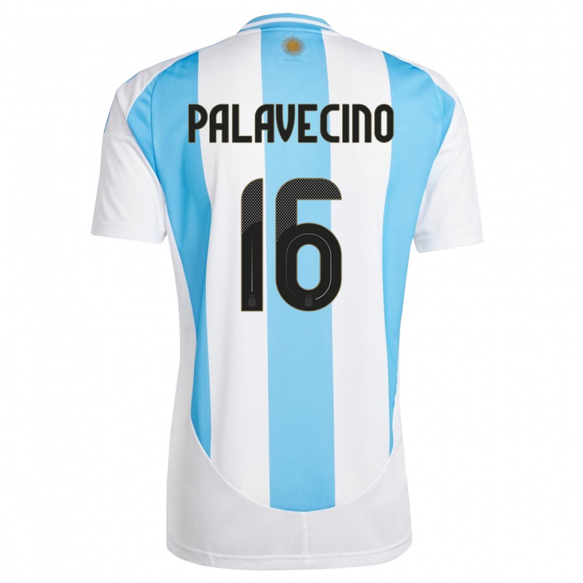 Mænd Argentina Nicolas Palavecino #16 Hvid Blå Hjemmebane Spillertrøjer 24-26 Trøje T-Shirt