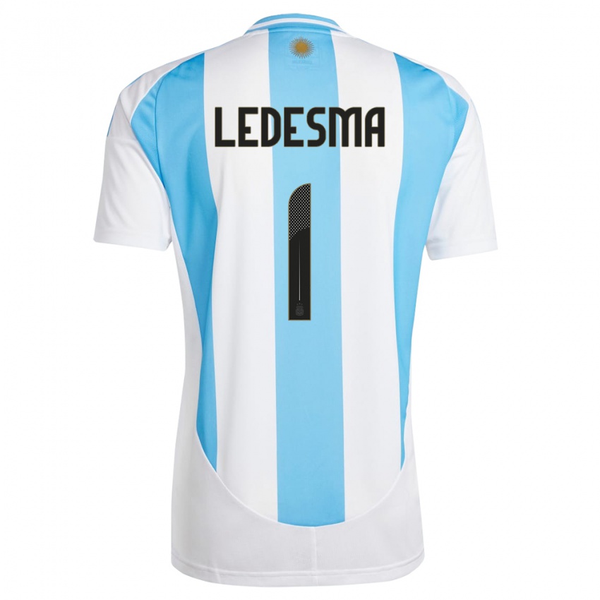 Mænd Argentina Jeremias Ledesma #1 Hvid Blå Hjemmebane Spillertrøjer 24-26 Trøje T-Shirt
