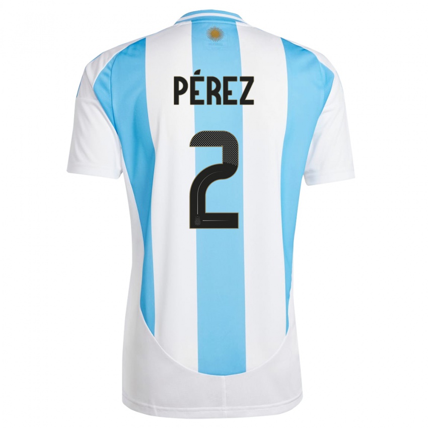 Mænd Argentina Nehuen Perez #2 Hvid Blå Hjemmebane Spillertrøjer 24-26 Trøje T-Shirt