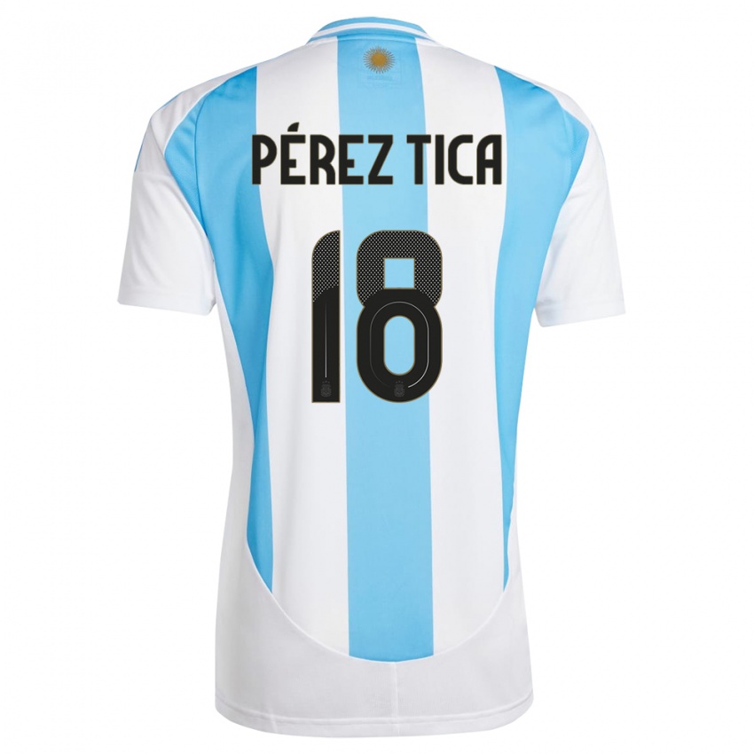 Mænd Argentina Jeremias Perez Tica #18 Hvid Blå Hjemmebane Spillertrøjer 24-26 Trøje T-Shirt