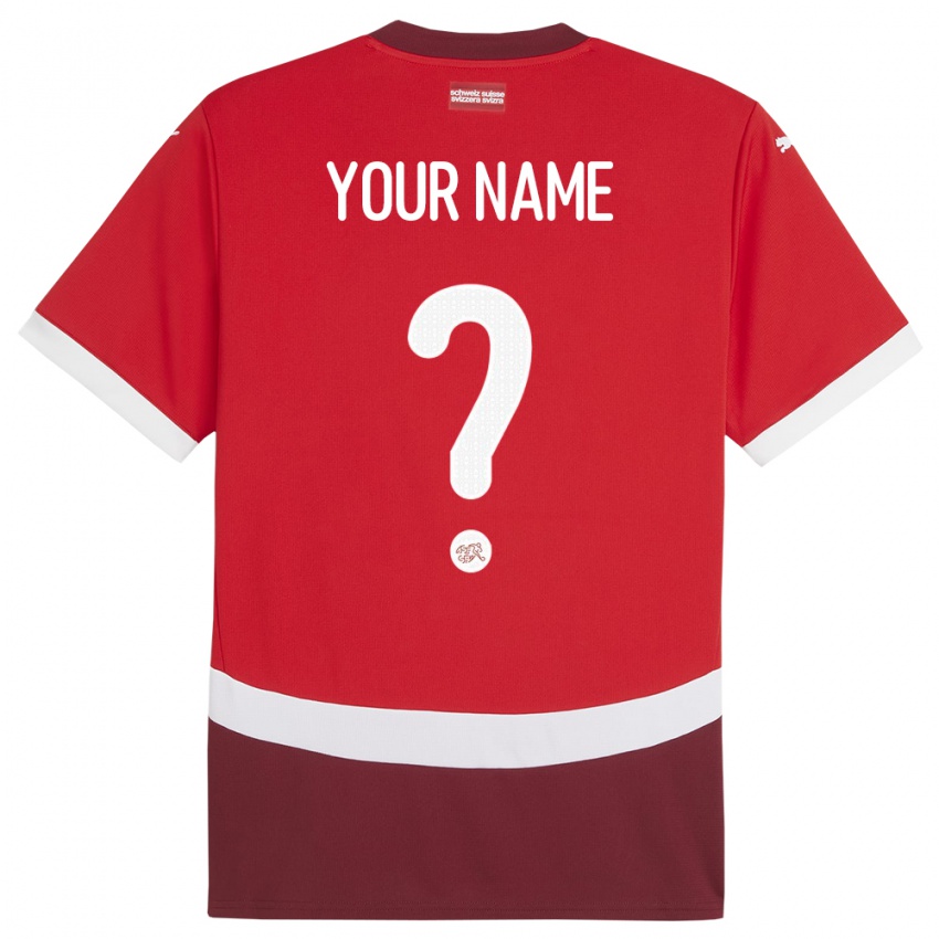 Mænd Schweiz Dit Navn #0 Rød Hjemmebane Spillertrøjer 24-26 Trøje T-Shirt