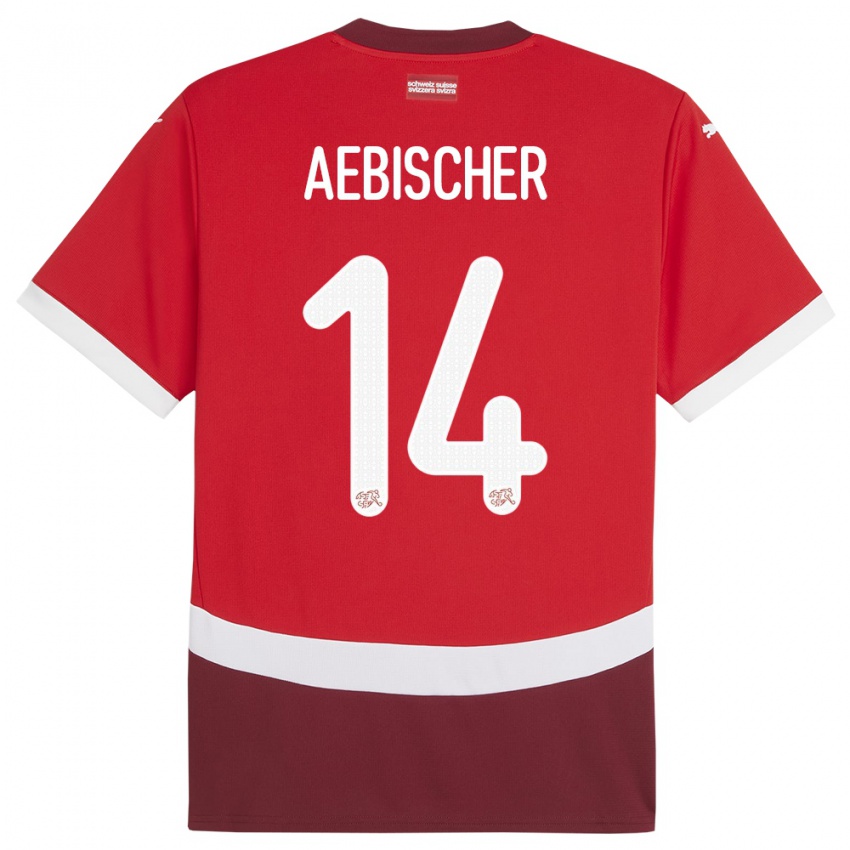 Mænd Schweiz Michel Aebischer #14 Rød Hjemmebane Spillertrøjer 24-26 Trøje T-Shirt