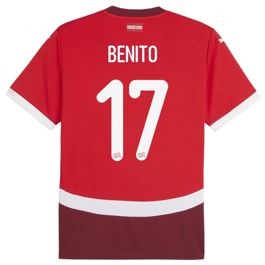 Mænd Schweiz Loris Benito #17 Rød Hjemmebane Spillertrøjer 24-26 Trøje T-Shirt